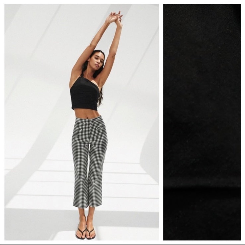 COPY - Zara Black Linen Blend One Shoulder Asymmetric Crop Top XS NWT